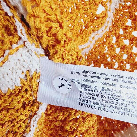 Zara Beige & Yellow Oversized Open Cardigan Knit Sweater Size Medium - Picture 7 of 9